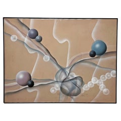 Postmodern Geometric Abstract Painting Circa 1980s