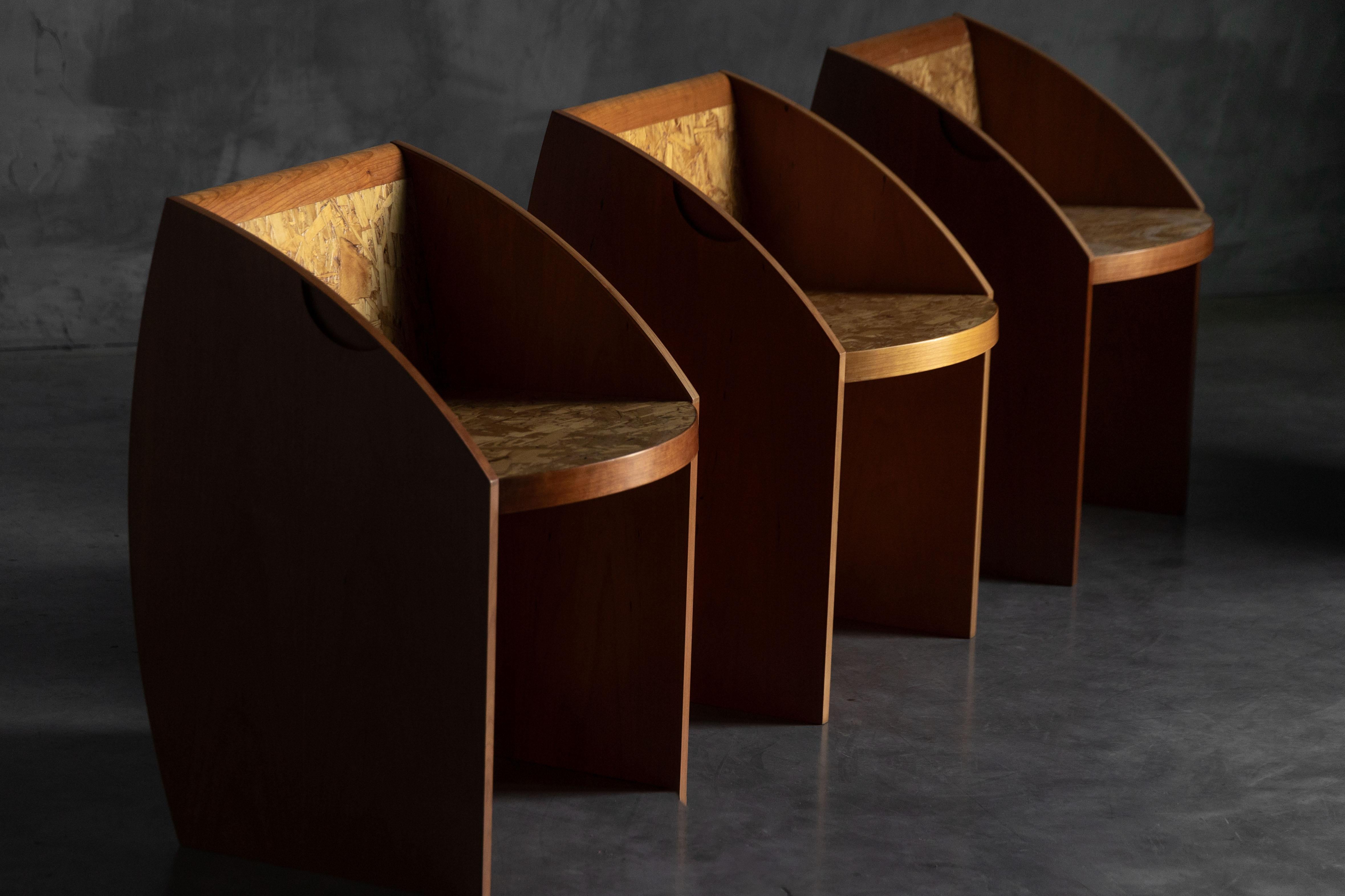 Wood Postmodern Geometric Chairs, Italy, 1980s For Sale