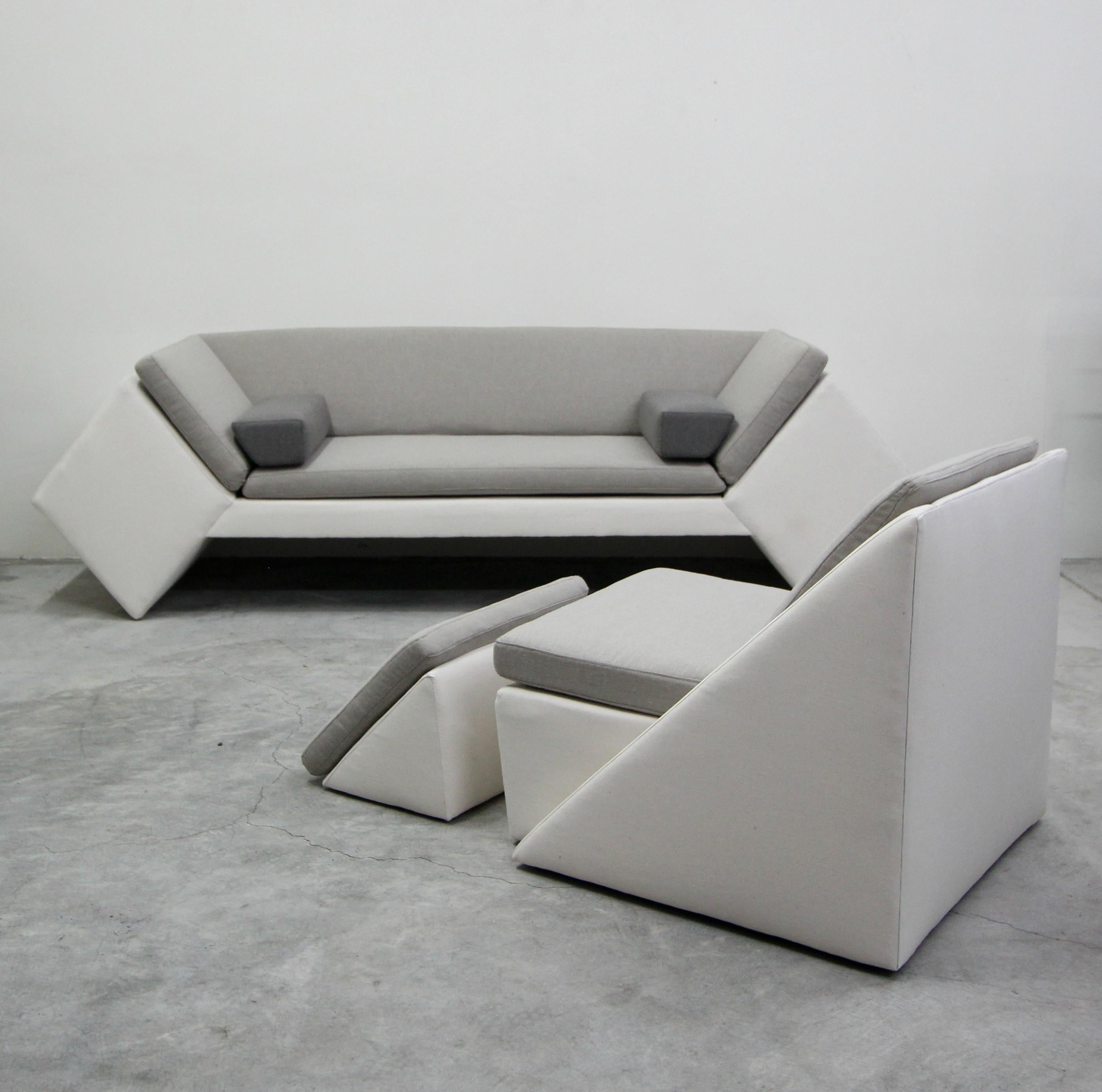 Minimalist Postmodern Geometric Sofa by Thayer Coggin