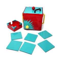 Postmodern Georges Briard Sunburst Ice Bucket and Coasters