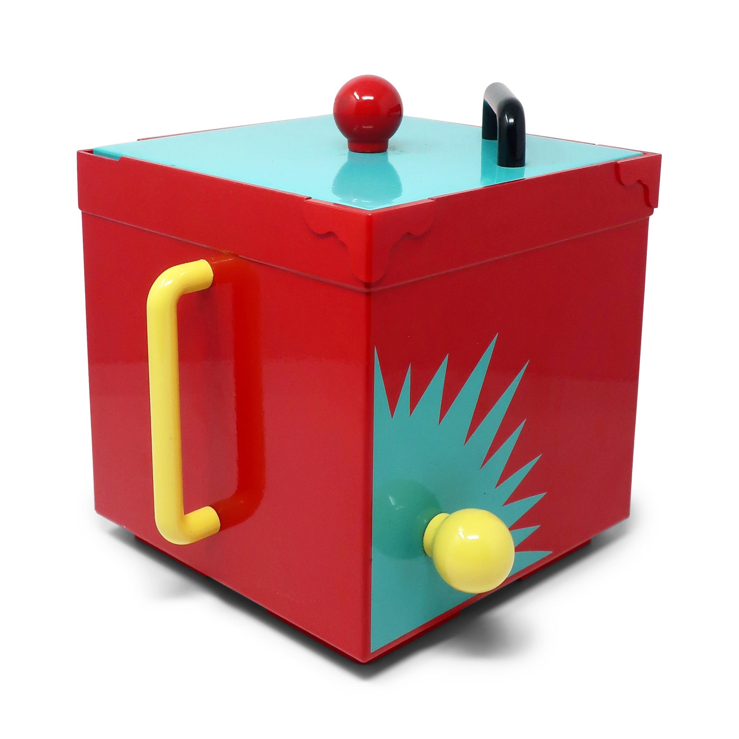 Plastic Postmodern Georges Briard Sunburst Ice Bucket and Coasters