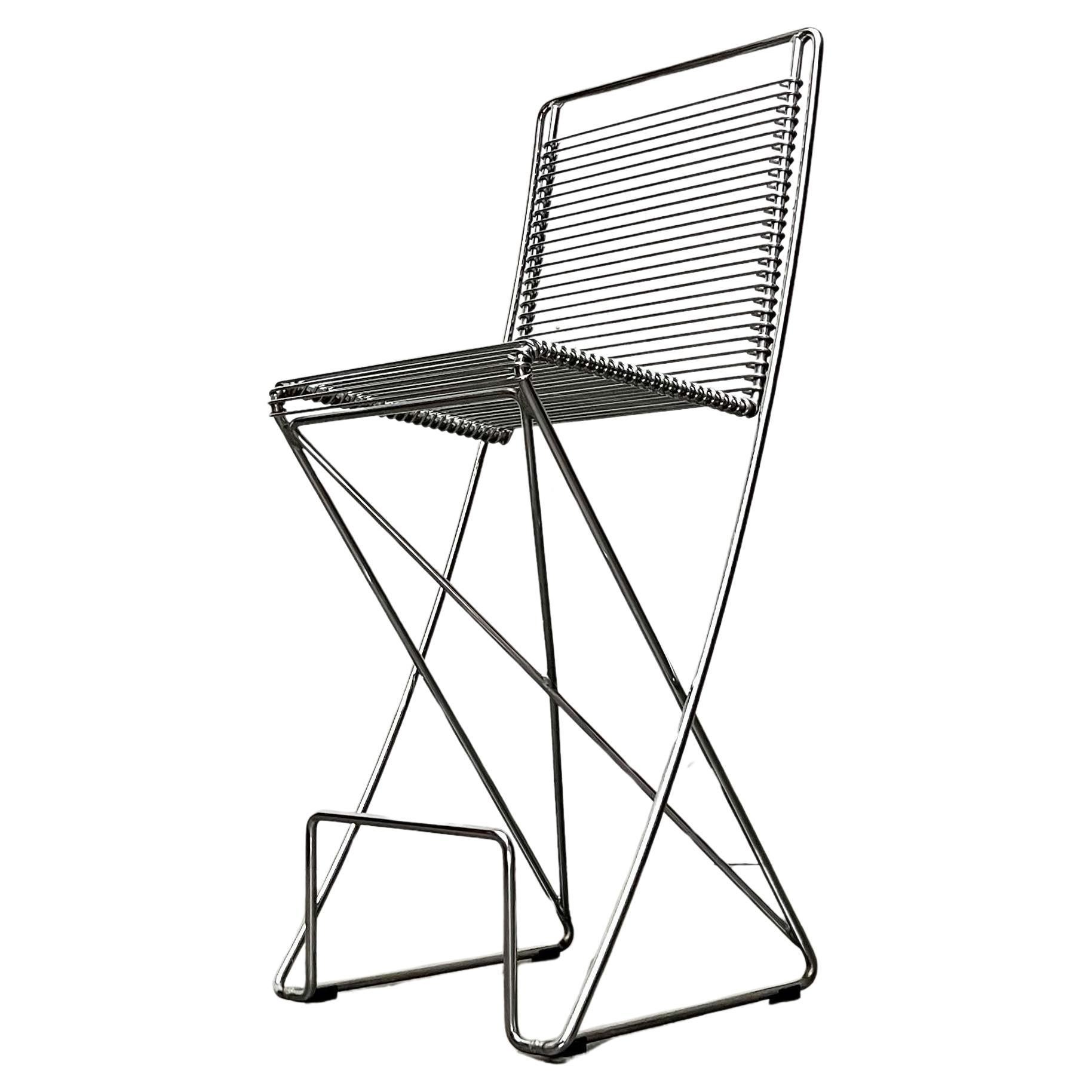 Postmodern German Kreuzschwinger Kitchen Barstool Till Behrens Meyer Stahlmöbel For Sale