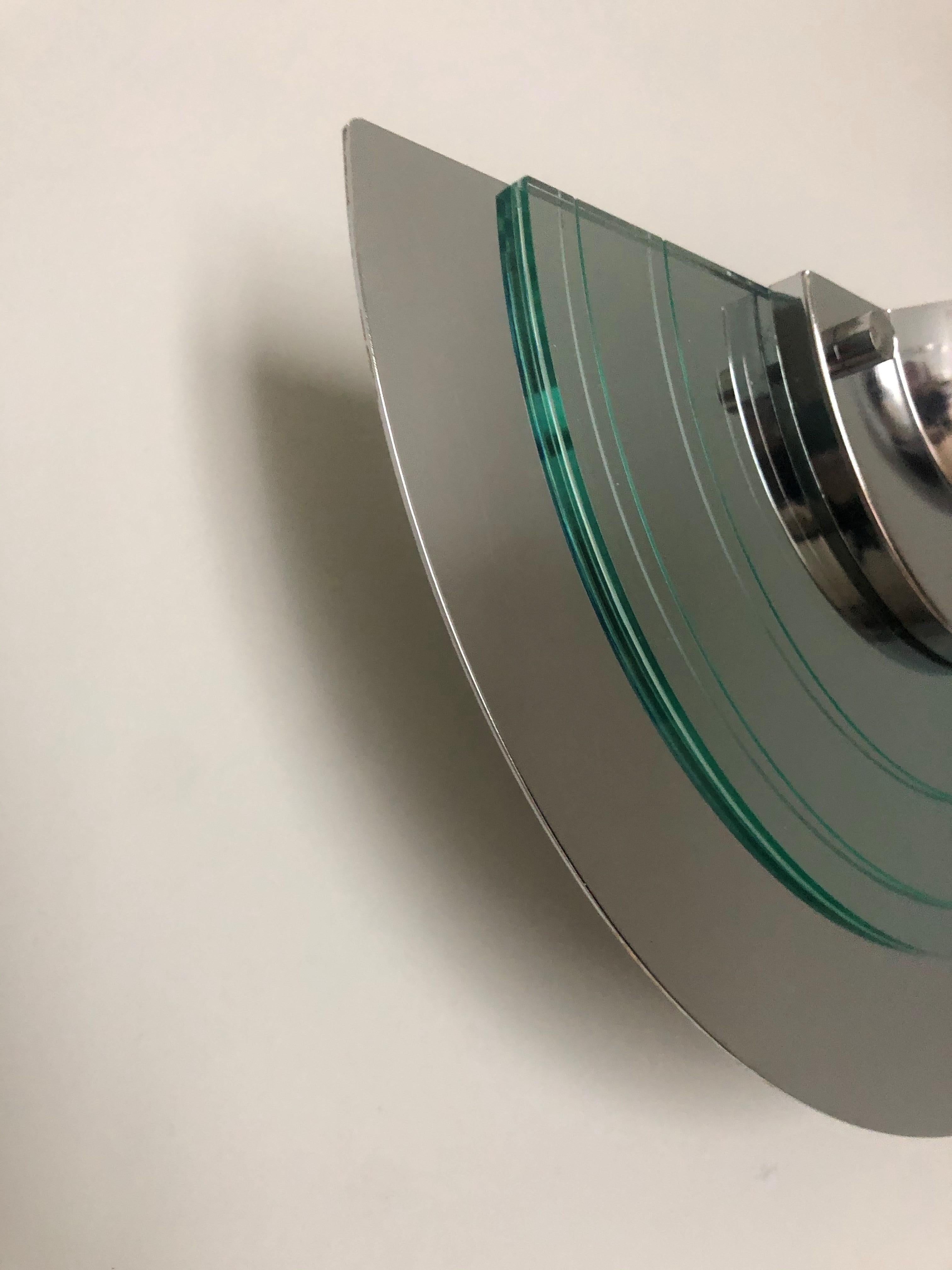 Postmodern German Pair of Metal Chromed and Lucite Wall Sconces, 1980s In Good Condition In Badajoz, Badajoz