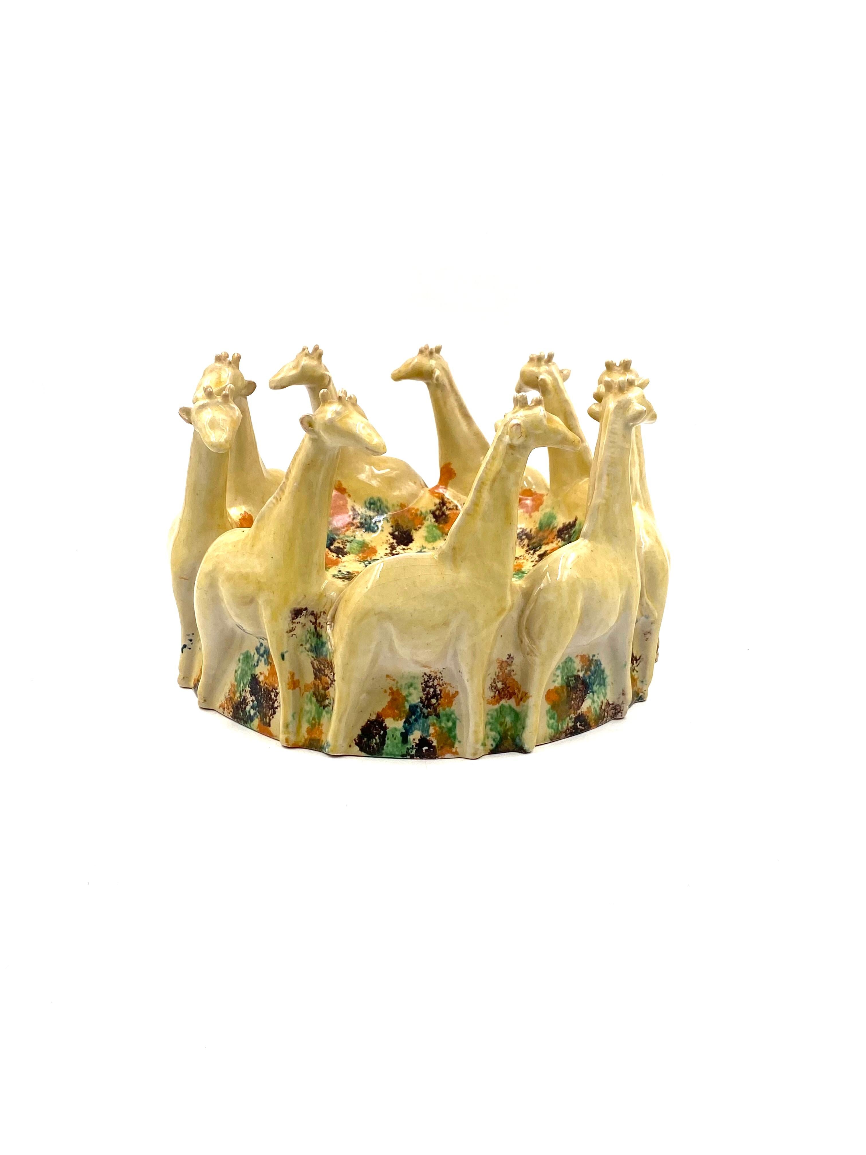 Centro de mesa posmoderno de cerámica con forma de jirafa / vide poche, ND Dolfi Italia, años 90 en venta 3