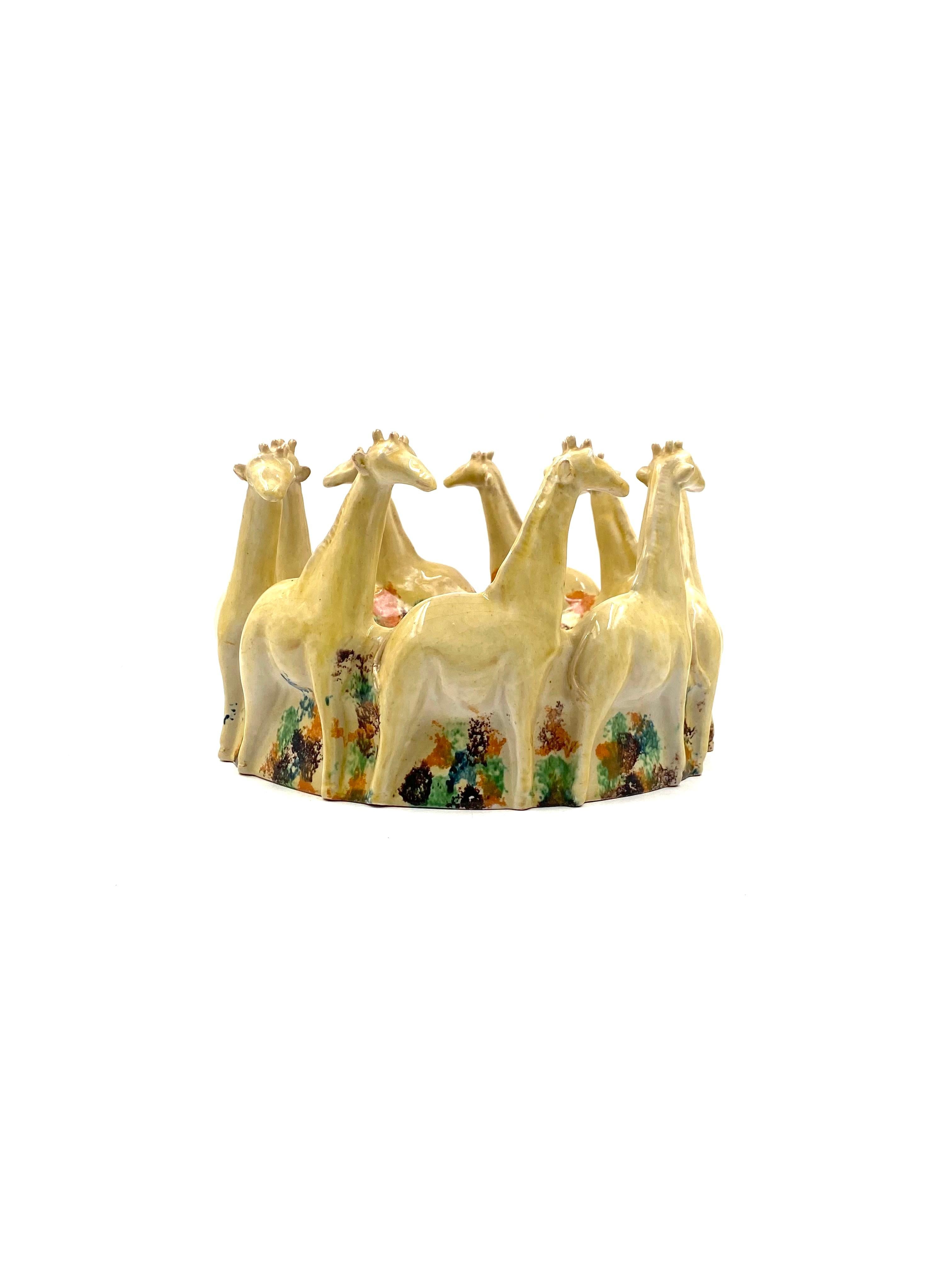 Postmoderner Giraffen-Keramikaufsatz / vide poche, ND Dolfi Italien, 1990er Jahre im Angebot 9