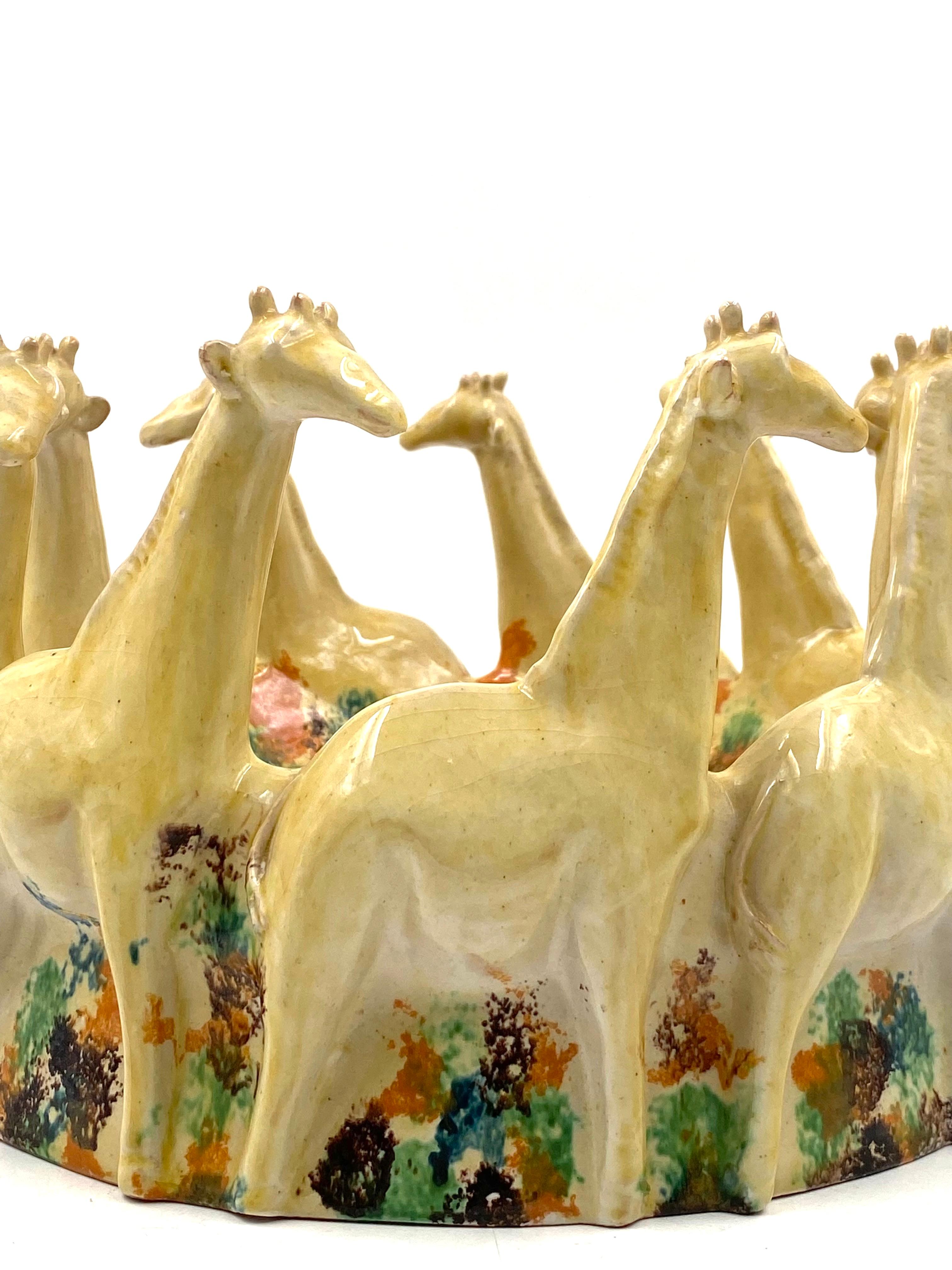Postmoderner Giraffen-Keramikaufsatz / vide poche, ND Dolfi Italien, 1990er Jahre im Angebot 10