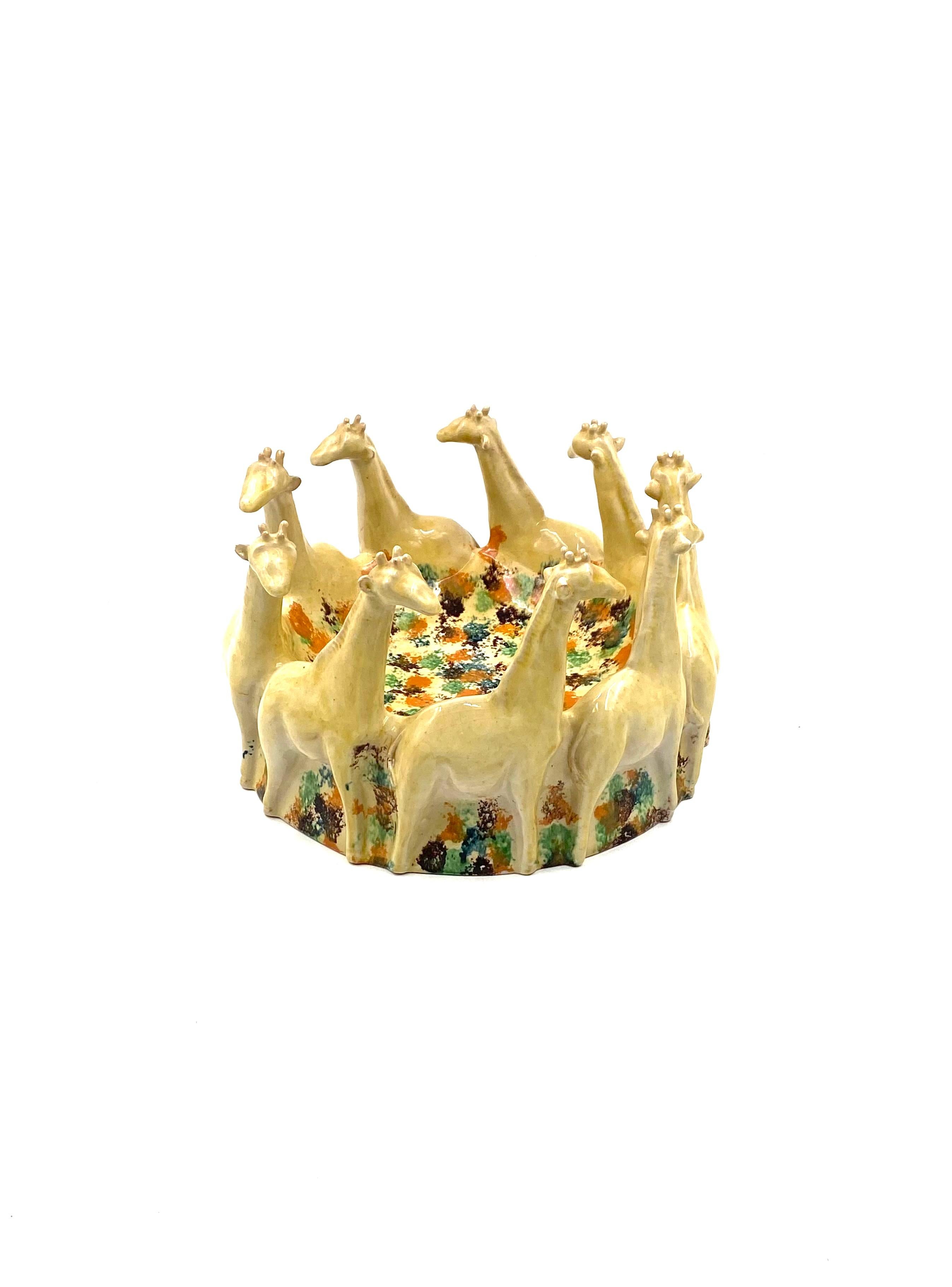 Postmodern giraffe ceramic centerpiece / vide poche, ND Dolfi Italy, 1990s For Sale 10