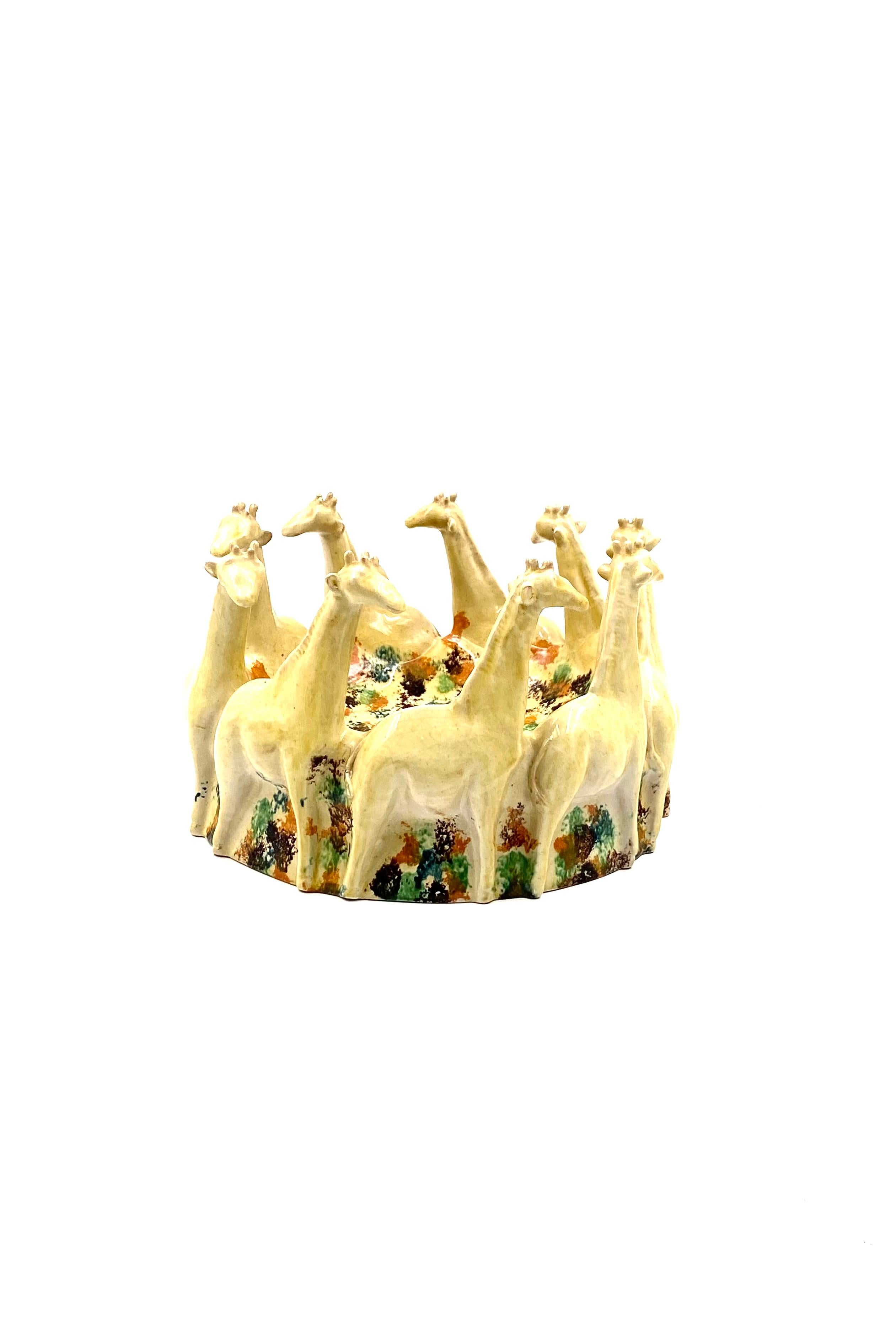 Postmodern giraffe ceramic centerpiece / vide poche, ND Dolfi Italy, 1990s For Sale 11