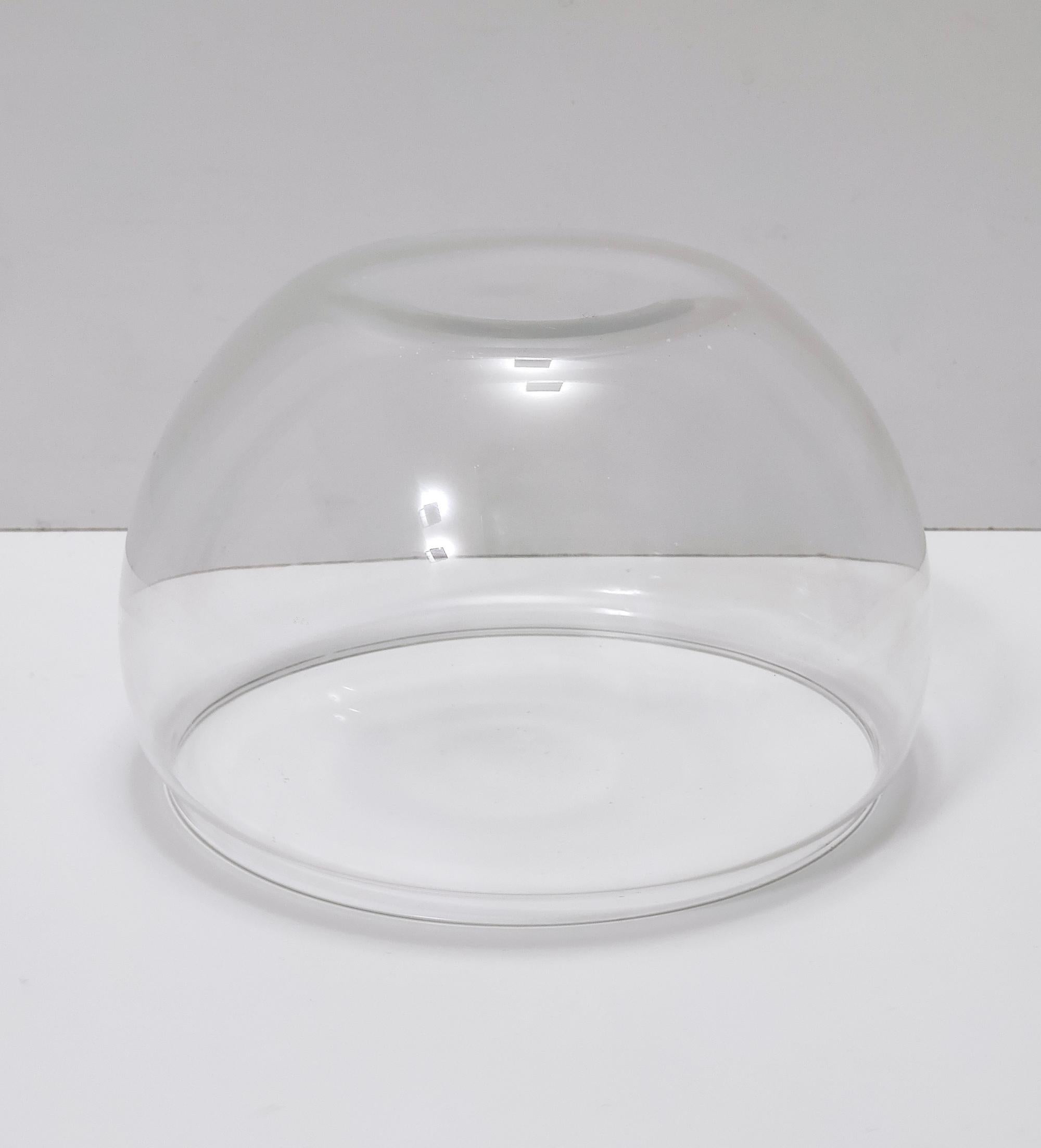 Late 20th Century Postmodern Glass and Silver-Plated Metal Ice Bucket / Bowl, Italy For Sale