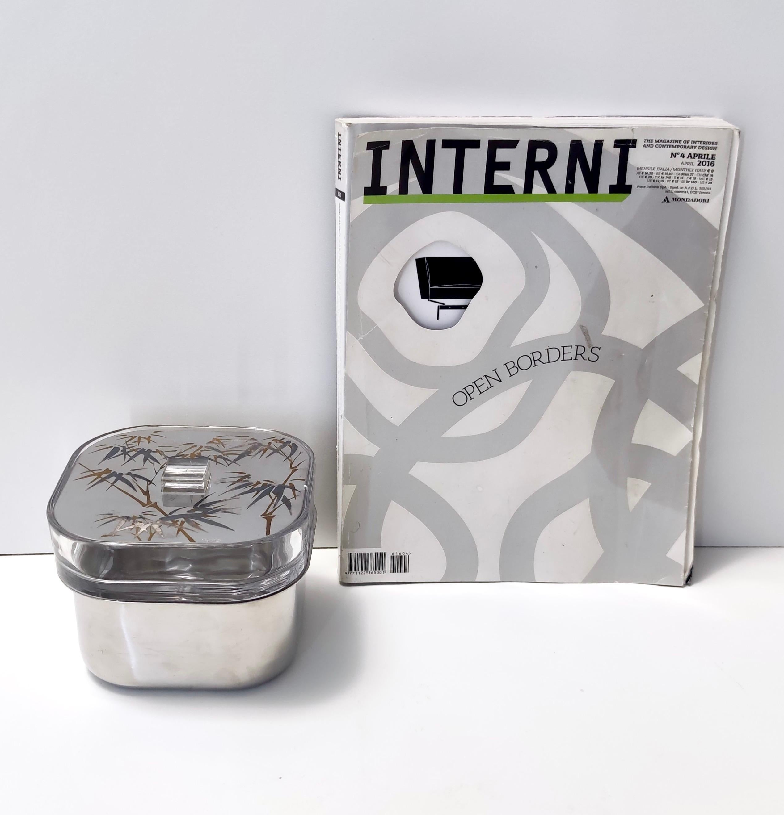 Postmoderne Seau à glace postmoderne en verre et acier de Roberto Sambonet, Italie en vente