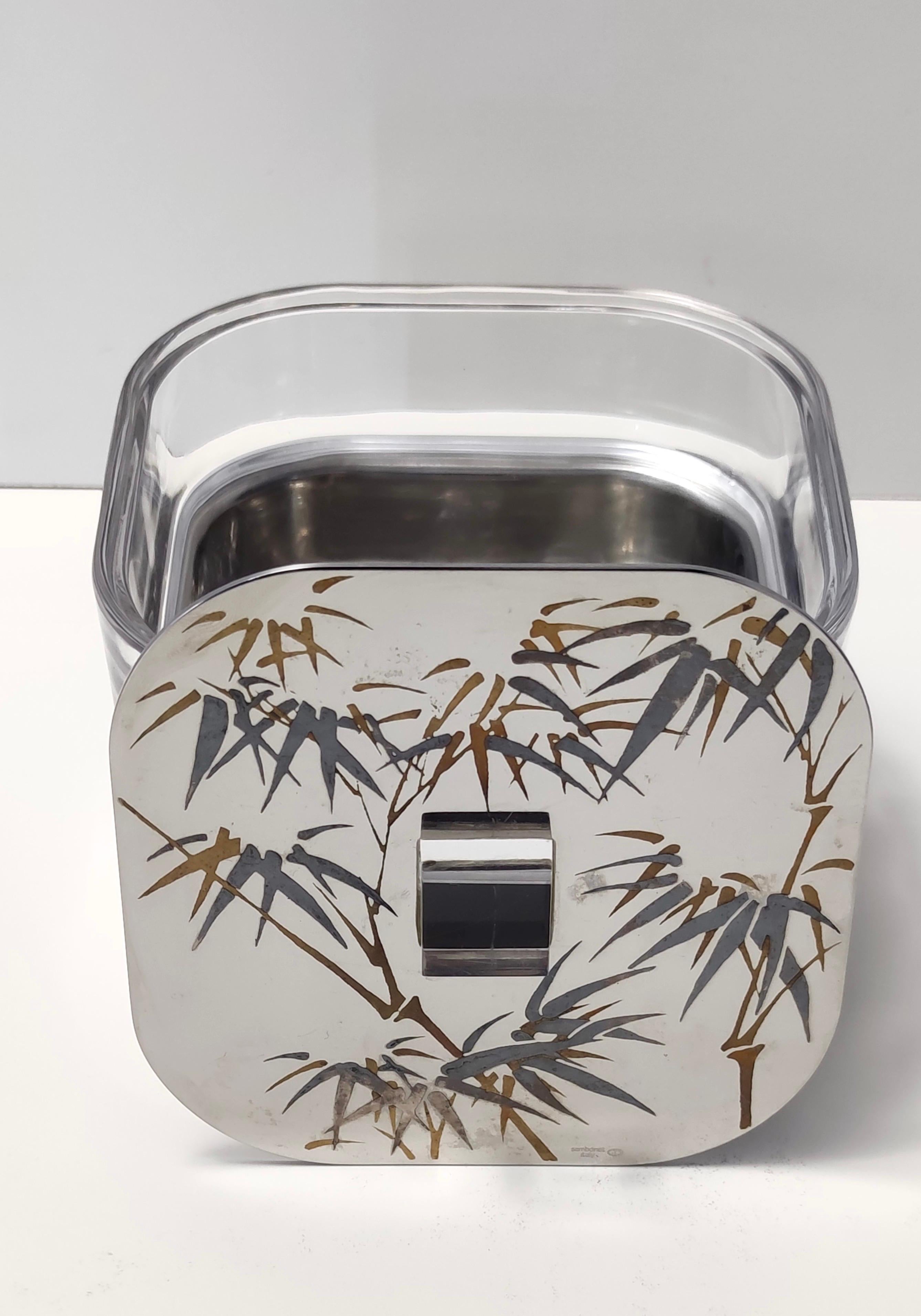 Seau à glace postmoderne en verre et acier de Roberto Sambonet, Italie Excellent état - En vente à Bresso, Lombardy