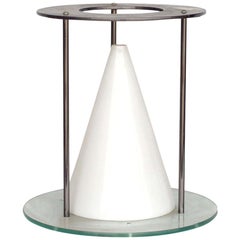 Vintage Postmodern Glass and Steel Sculptural Cone Table Lamp