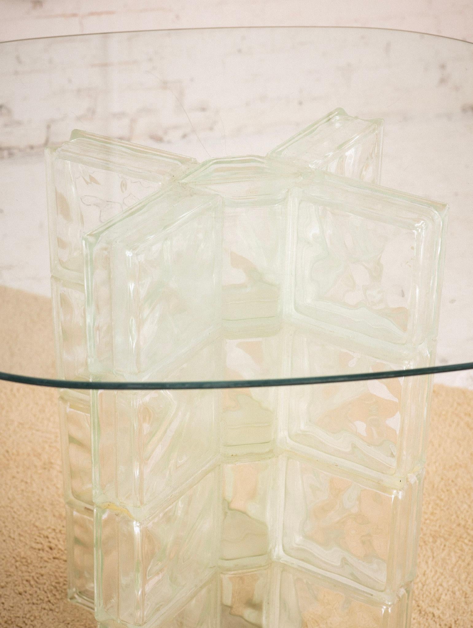 Postmodern Glass Brick Dining Table at 1stDibs