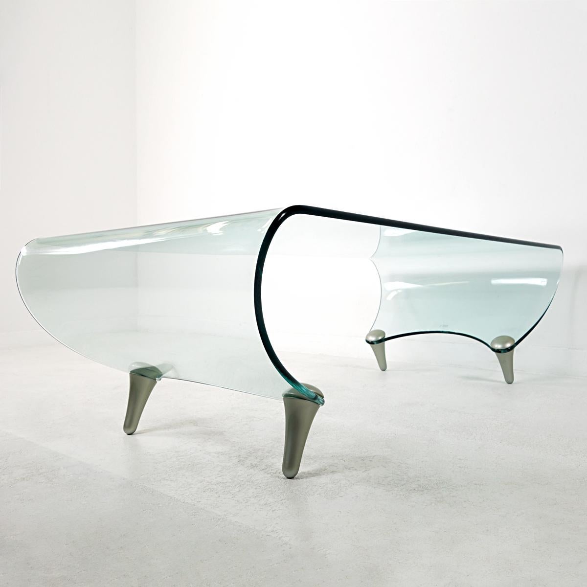 Italian Postmodern Glass Coffee Table Tango by Fabio Di Bartolomei for Fiam Italia