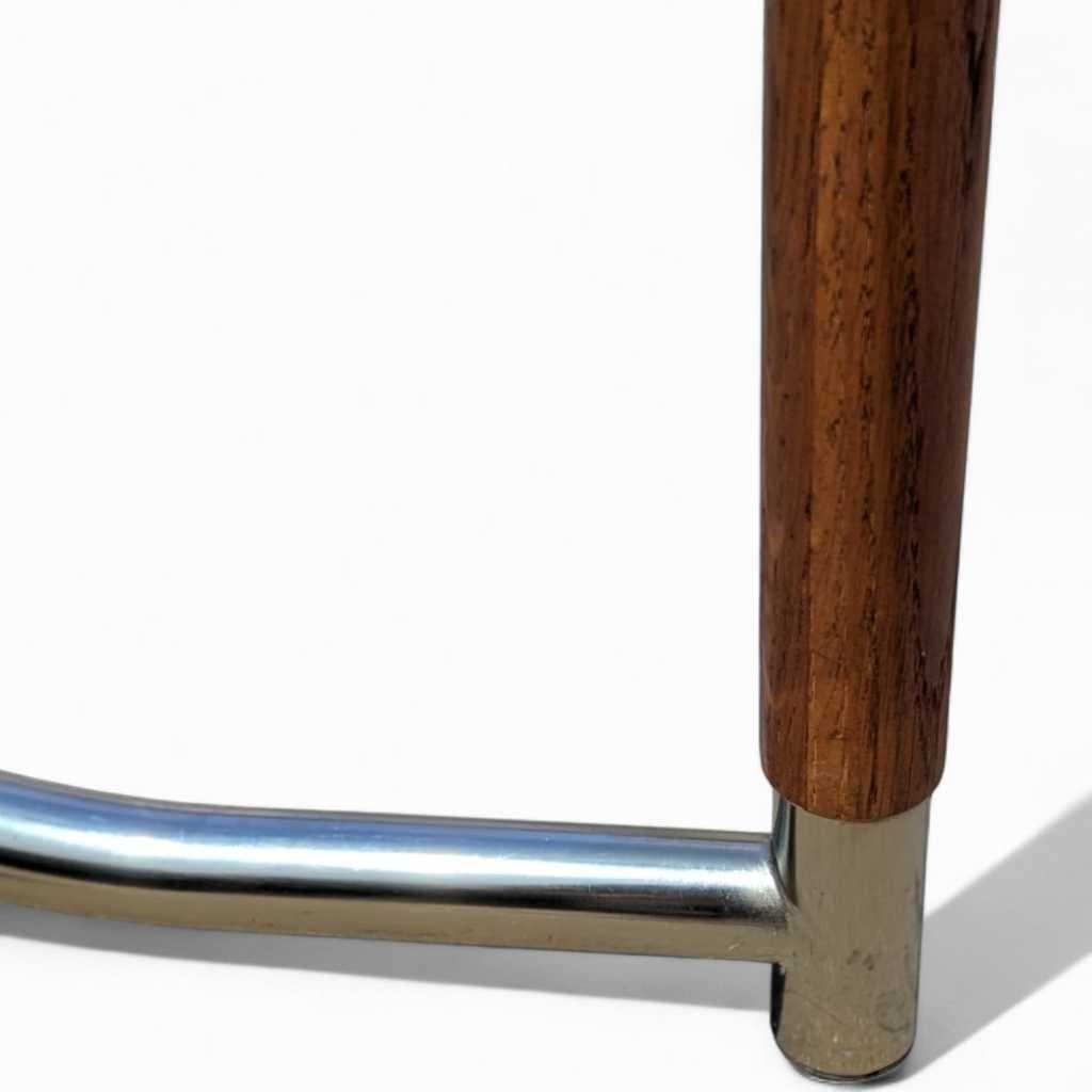 Table de salle à manger postmoderne en verre, base en laiton et bois de chêne, États-Unis, vers 1980 en vente 12