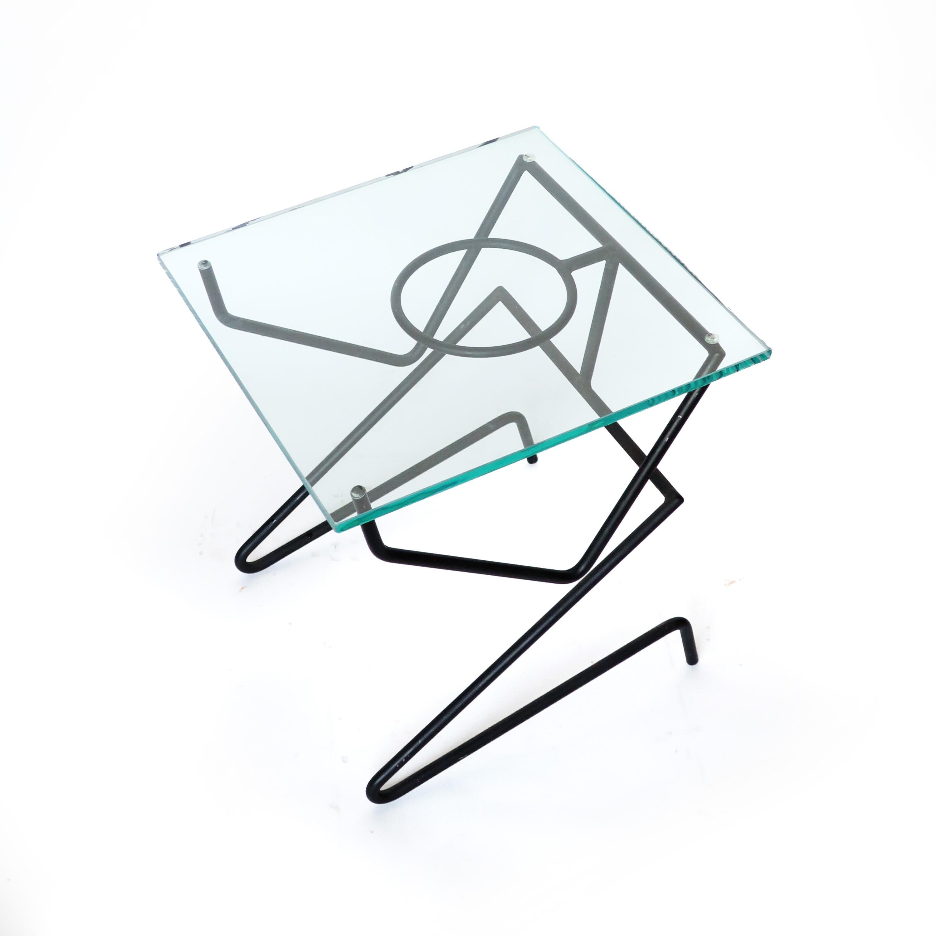 Steel Postmodern Glass Figural Side Table