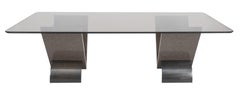 Postmodern Glass, Granite, & Steel Dining Table