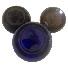 Postmodern Glass Hand Made Zodiac Paperweights by Svoboda Karlov Checoslovakia