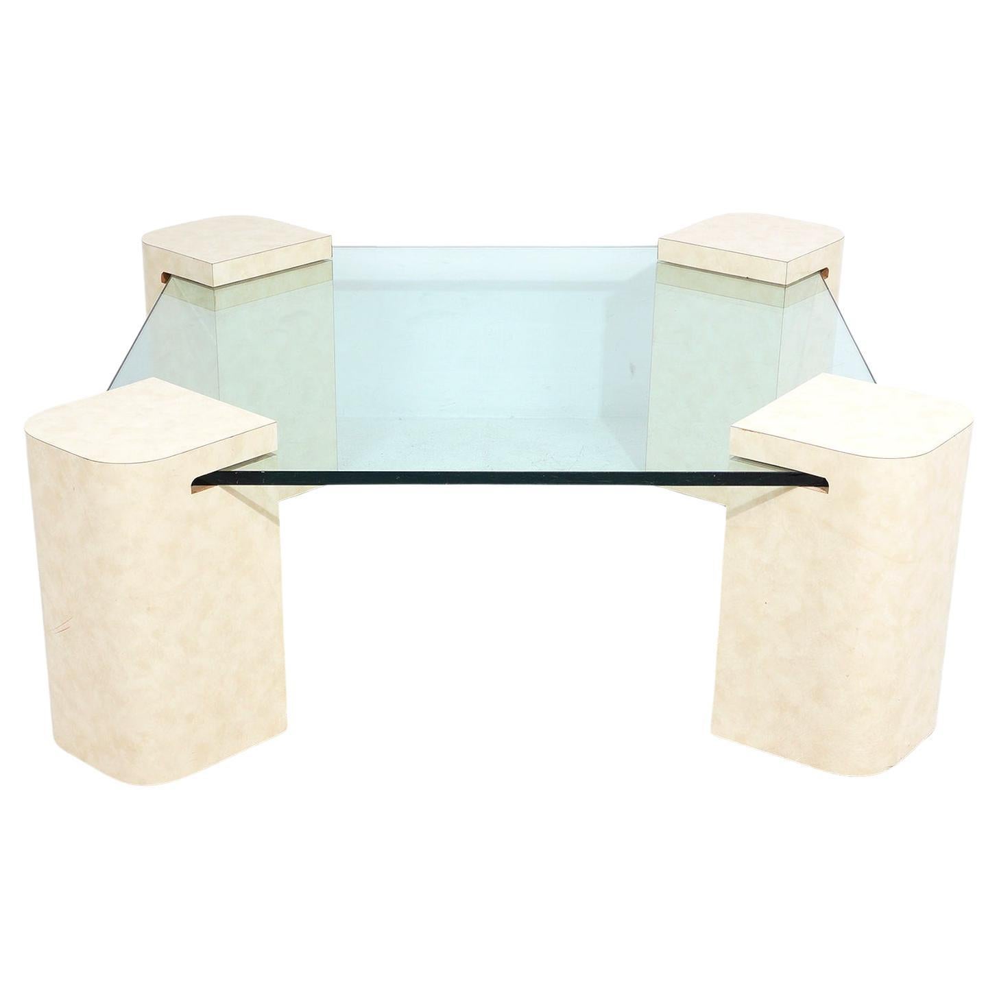 Postmodern Glass & Laminate Coffee Table For Sale