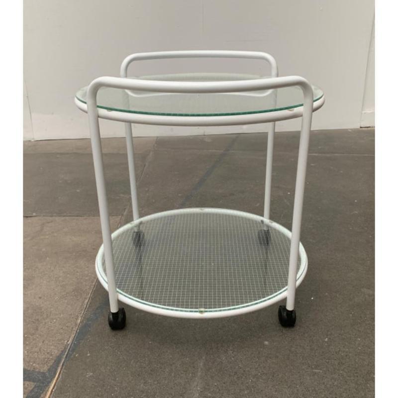 Metal Postmodern Glass Service Trolley or Side Table For Sale
