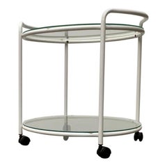 Chariot de service ou table d'appoint postmoderne en verre