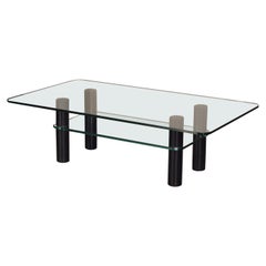 Alessi Post-Modern Glass, Wood, and Rubber Coffee Table c. 1980's