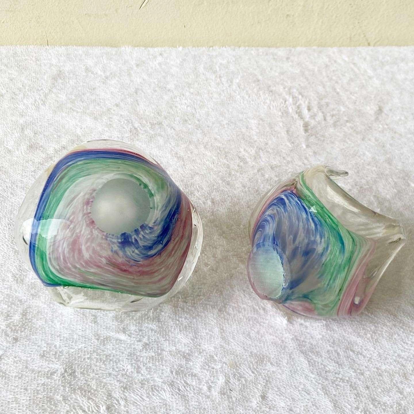 Postmodern Glass Swan Decorative Candy Dishes - a Pair For Sale 2