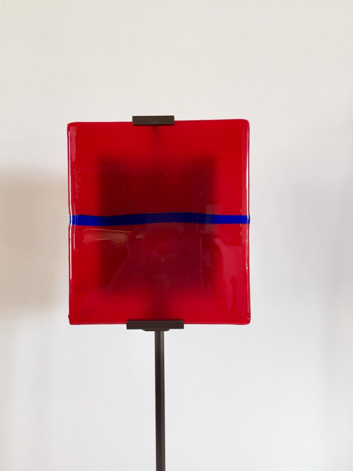 Hand-Crafted Postmodern Glass Tile Lamp For Sale