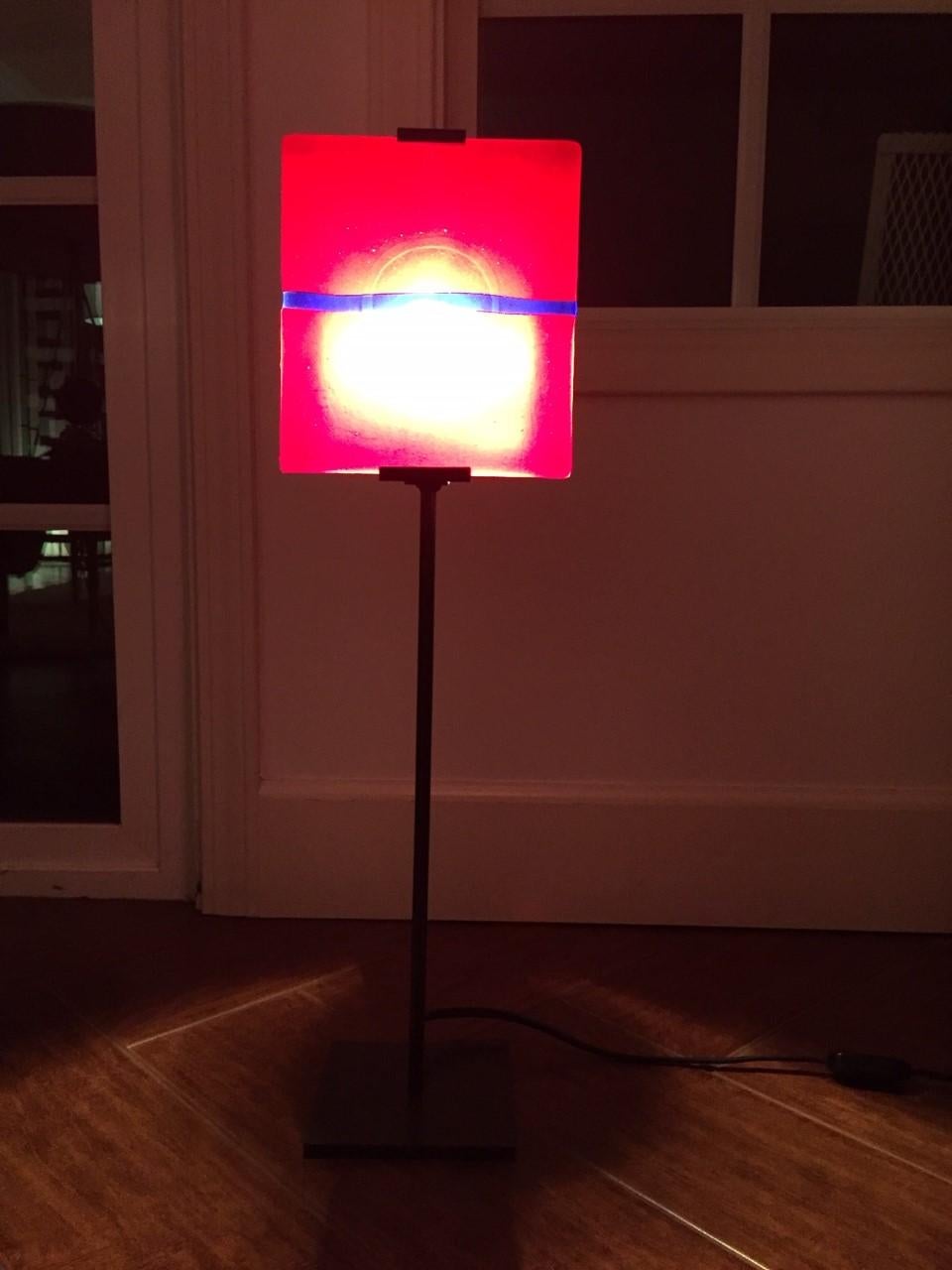 Late 20th Century Postmodern Glass Tile Lamp For Sale