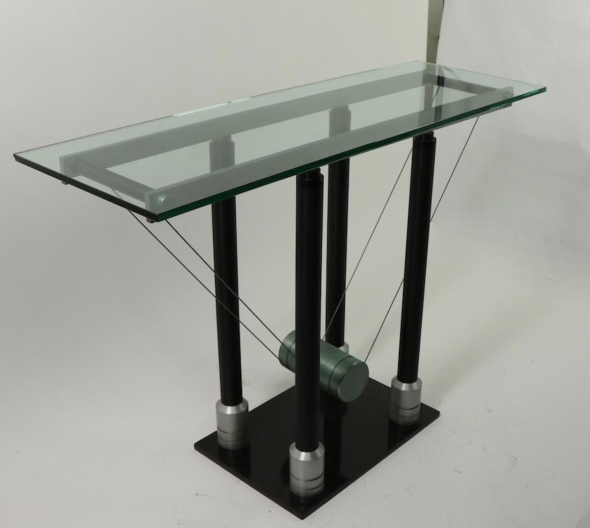 Postmodern Glass Top Console Attributed to Design Institute of America 1