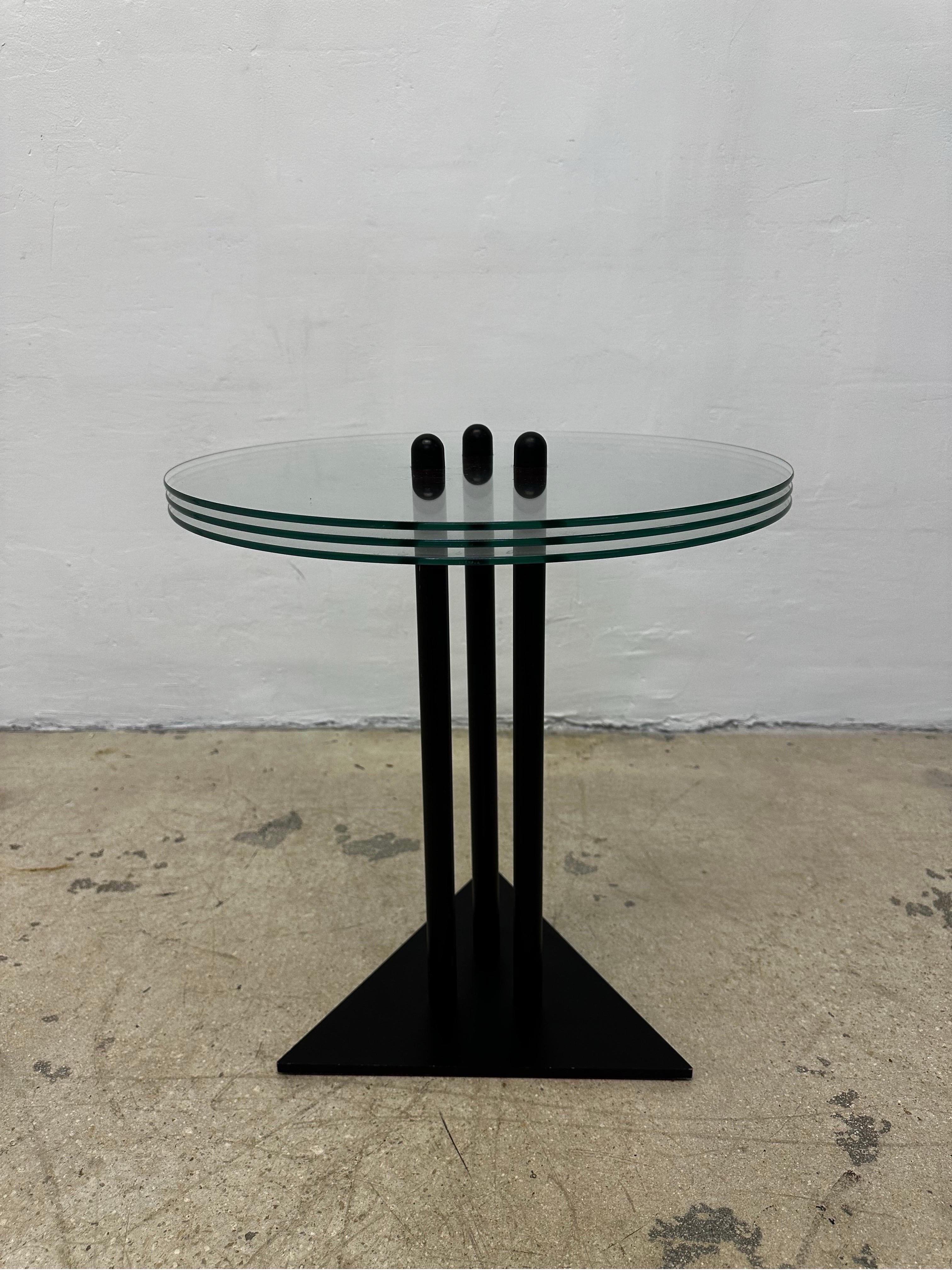 Post-Modern Postmodern Glass Top Side or End Table by Becker Designs, 1990s For Sale