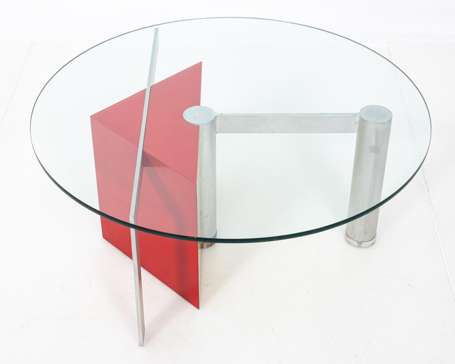 Late 20th Century Postmodern Glass Top Table For Sale