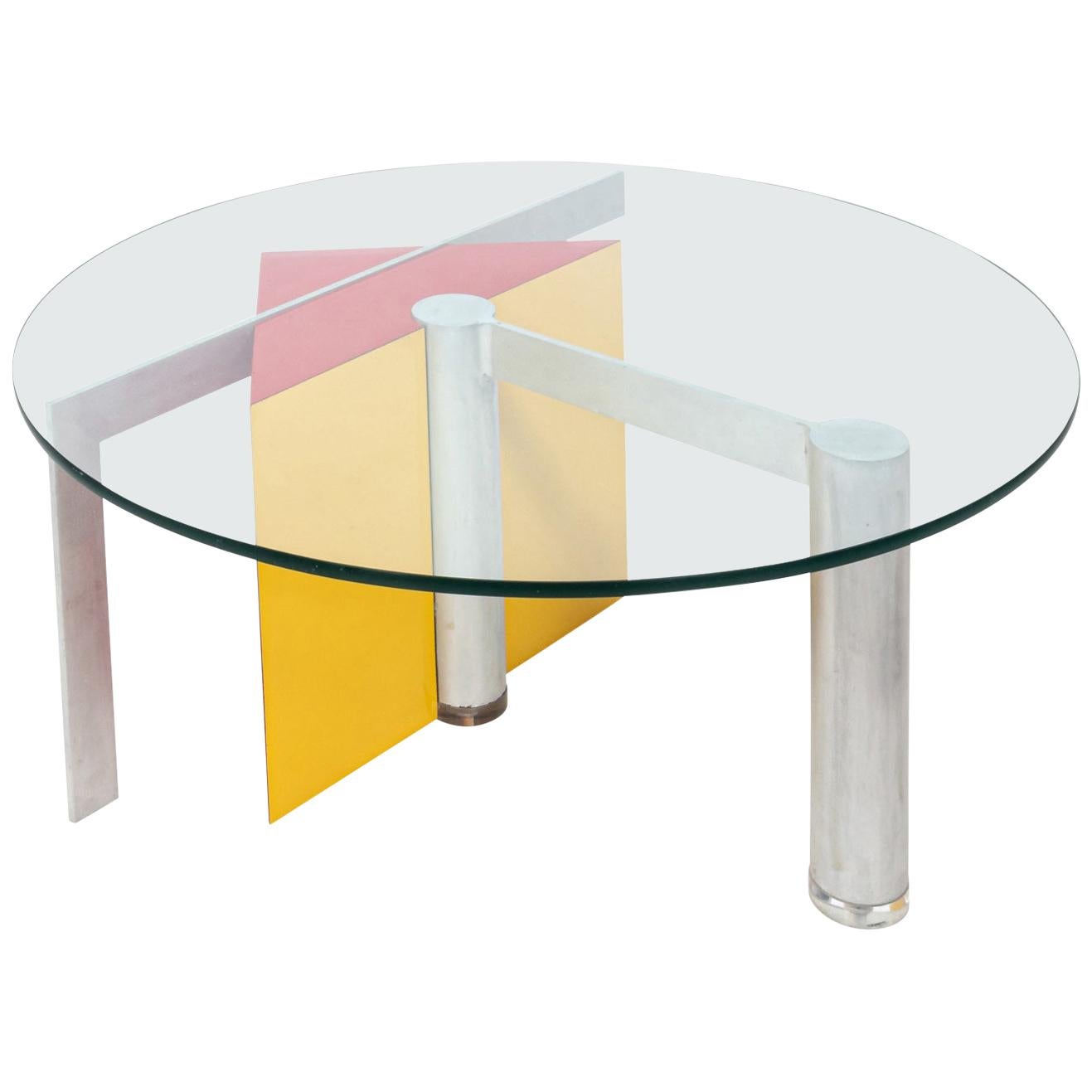 Postmodern Glass Top Table For Sale