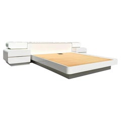 Postmodern Gloss Laminate King Platform Bed W/ Headboard & Nighstands - 4 Pieces