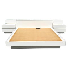 Postmodern Gloss Laminate King Platform Bed W/ Headboard & Nighstands - 4 Pieces