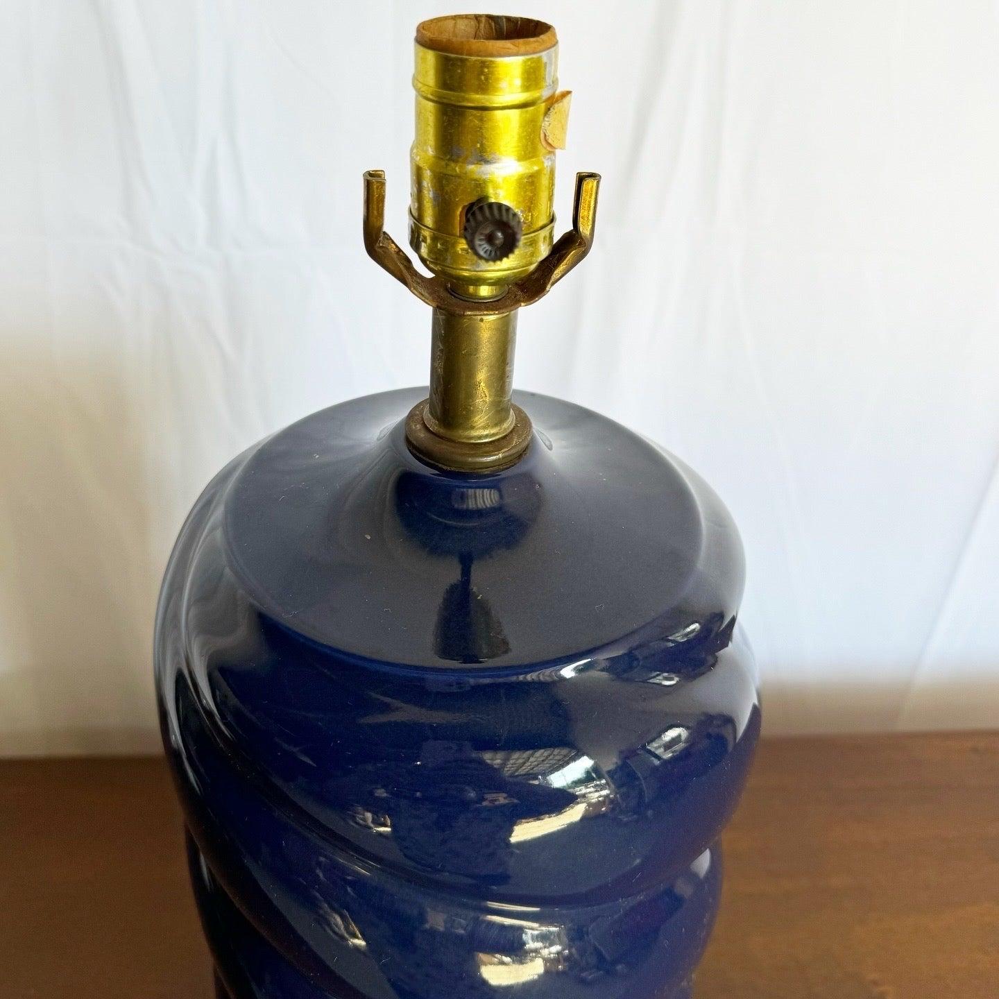 Late 20th Century Postmodern Glossy Blue Swirl Table Lamp For Sale