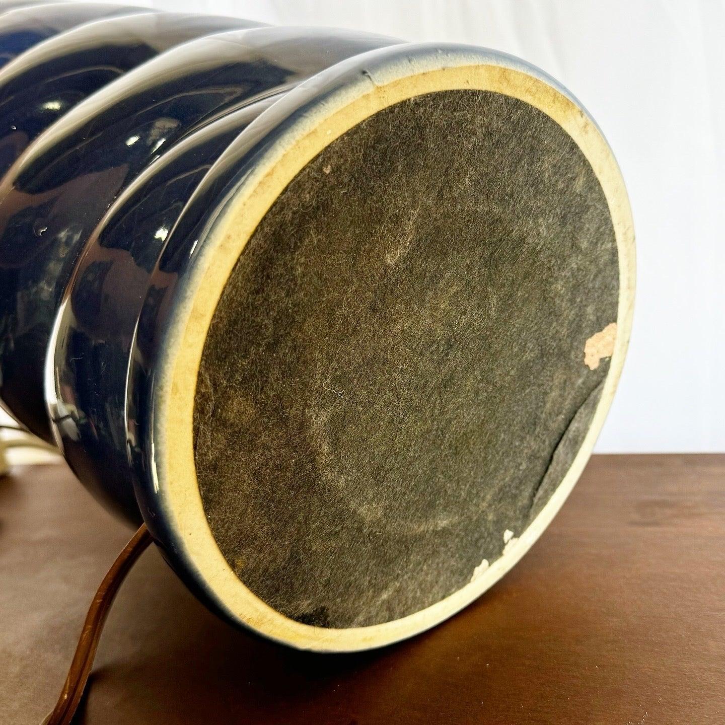 Ceramic Postmodern Glossy Blue Swirl Table Lamp For Sale