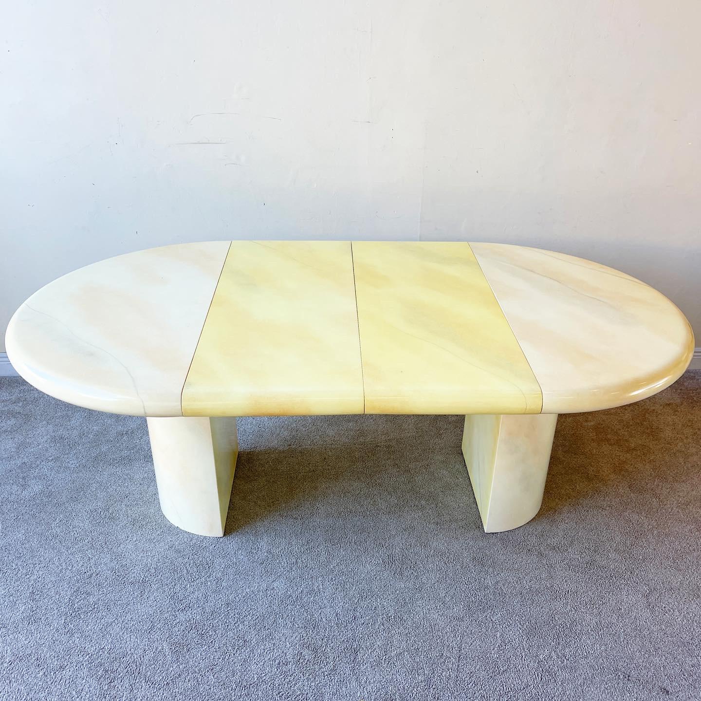 Post-Modern Postmodern Goatskin Lacquered Extendable Mushroom Dining Table
