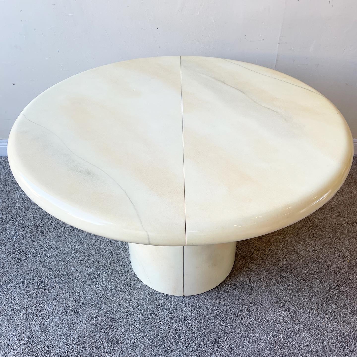 American Postmodern Goatskin Lacquered Extendable Mushroom Dining Table