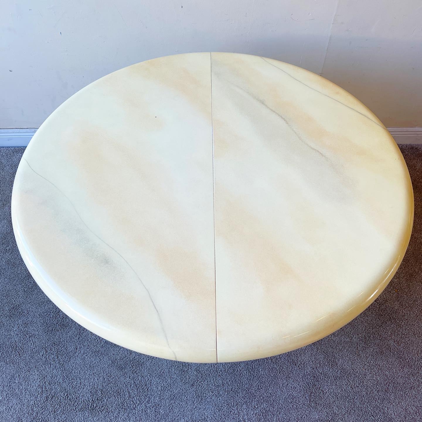 Late 20th Century Postmodern Goatskin Lacquered Extendable Mushroom Dining Table