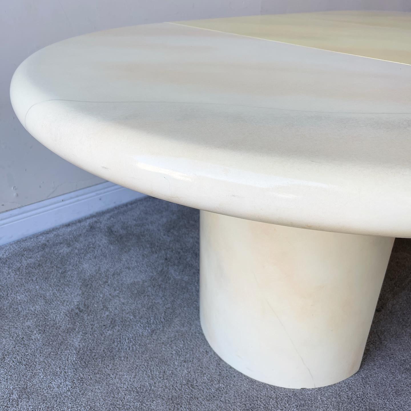 Postmodern Goatskin Lacquered Extendable Mushroom Dining Table 1