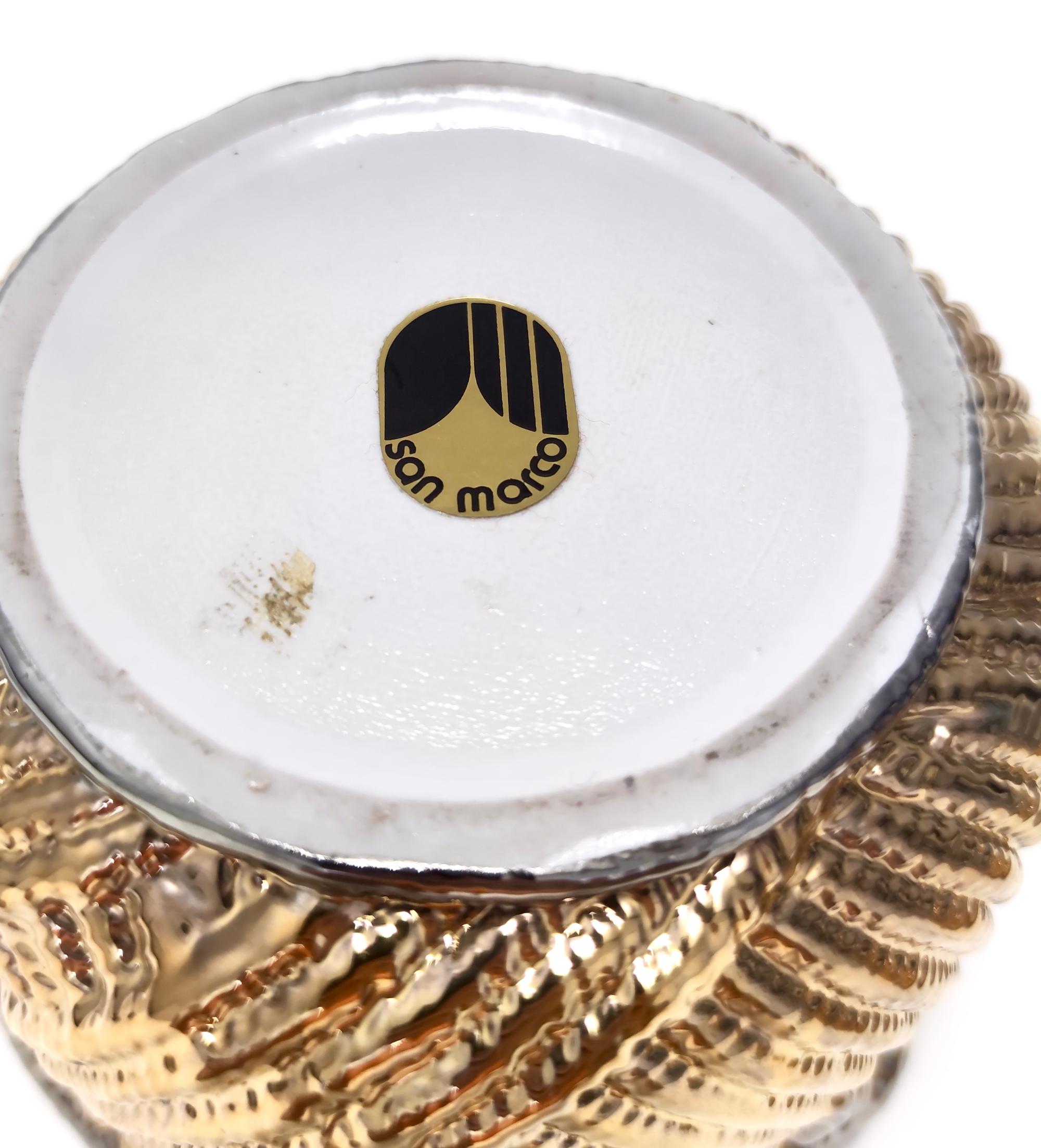Postmodern Gold and Silver Ceramic Trinket Bowl / Box by San Marco, Italy For Sale 4