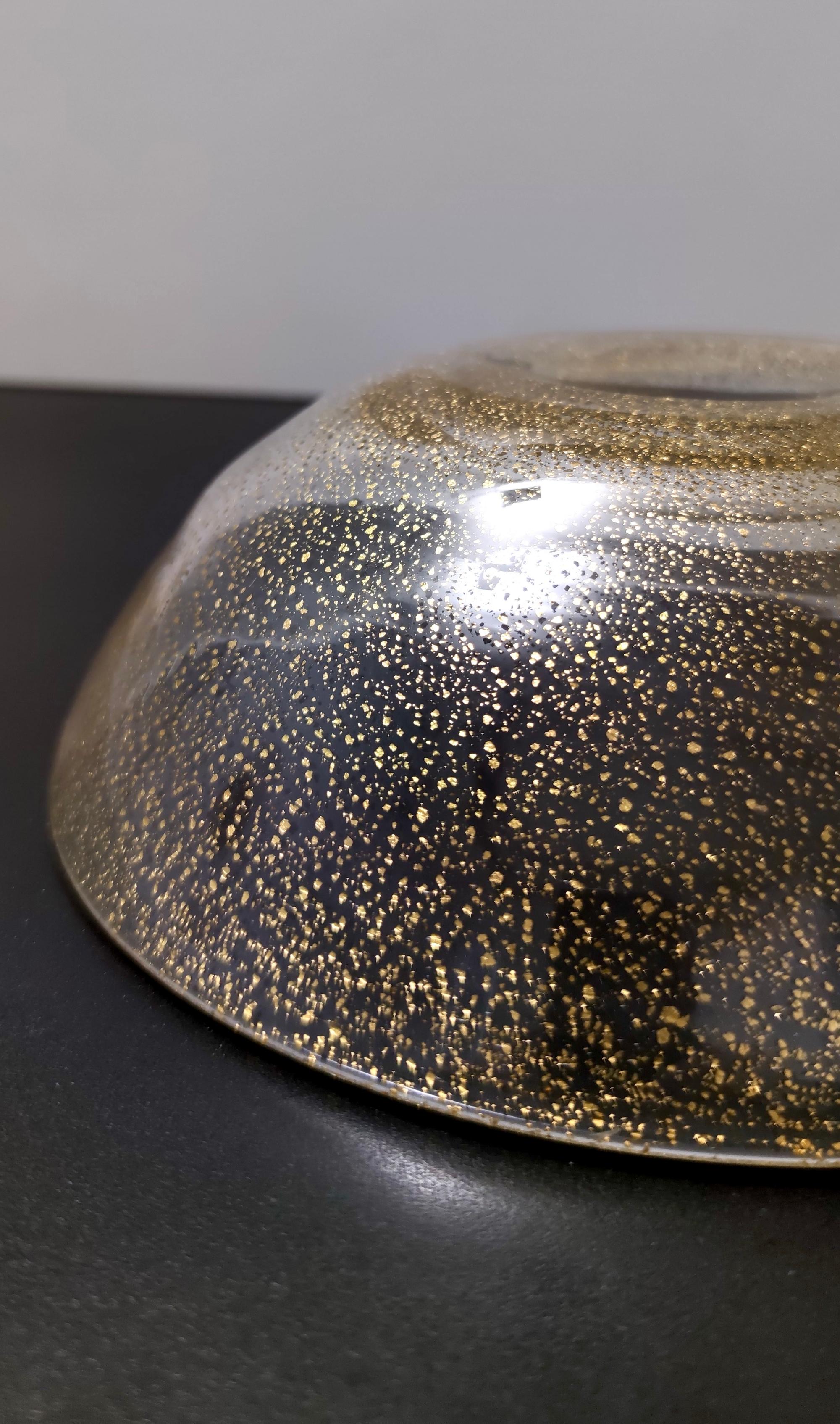 Postmodern Gold Flecked Murano Glass Bowl, Italy For Sale 1