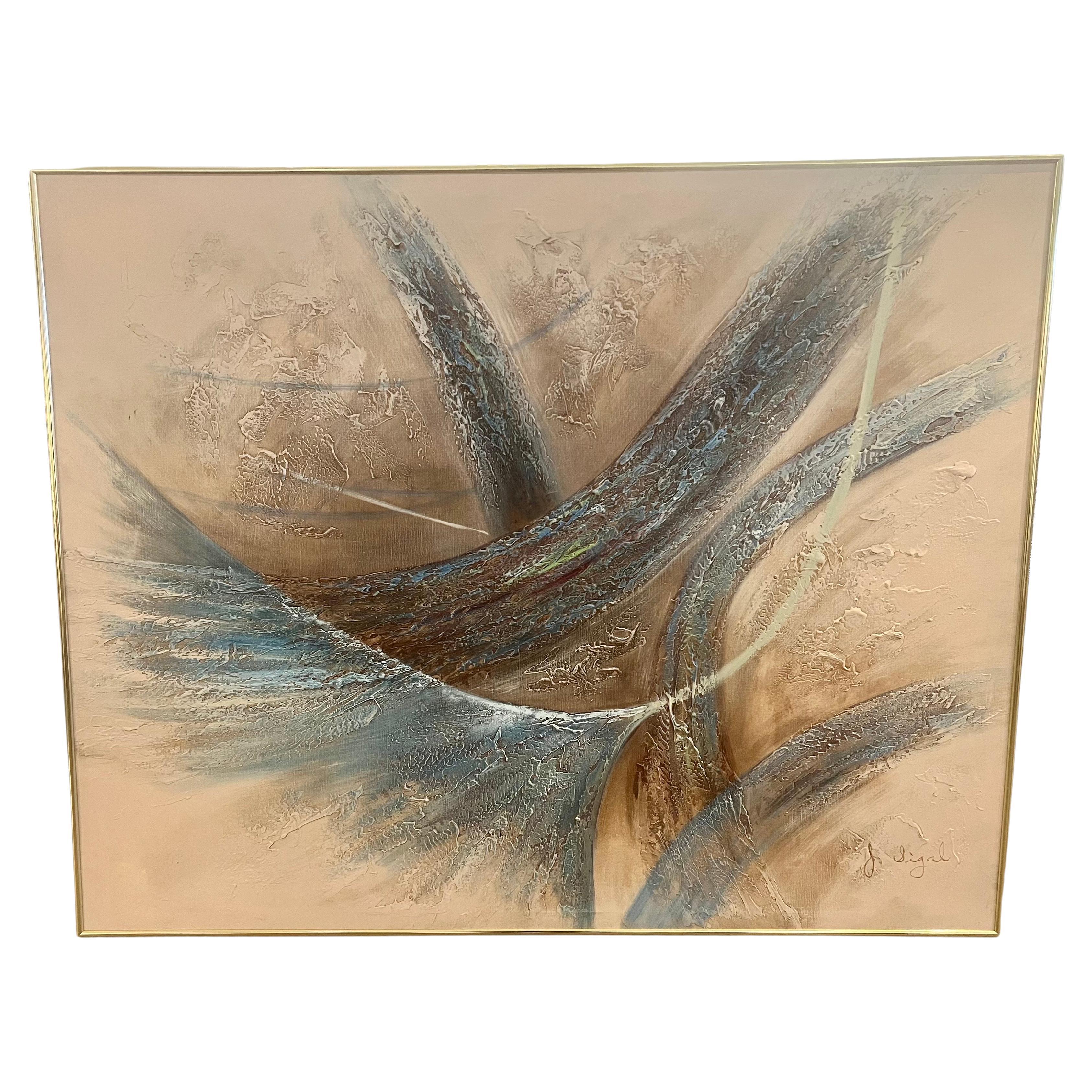 Post-Modern Postmodern Gold framed X Large Abstract Palette Painting By Sigal For Sale