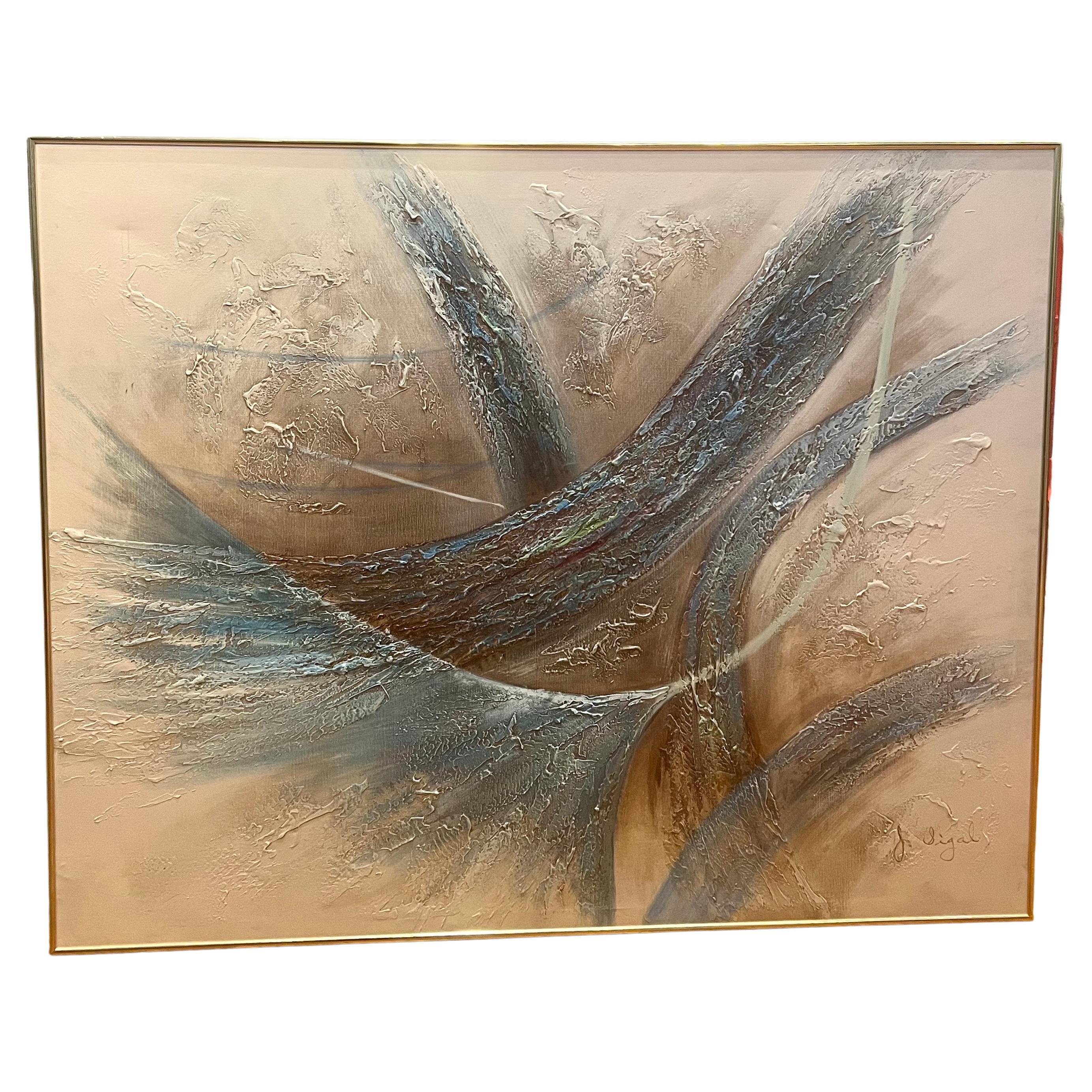 Postmodern Gold framed X Large Abstract Palette Painting By Sigal For Sale
