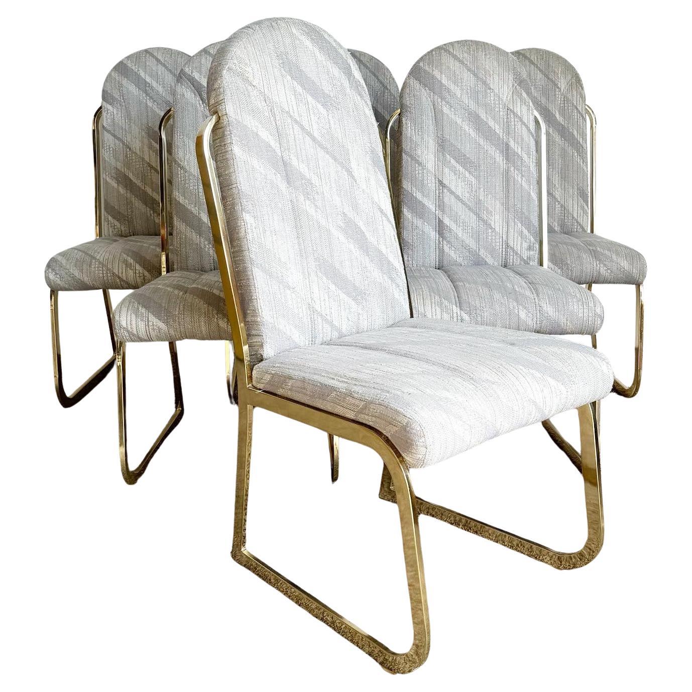 Sedie da pranzo postmoderne in tessuto multicolore oro di Chromcraft - Set di 6