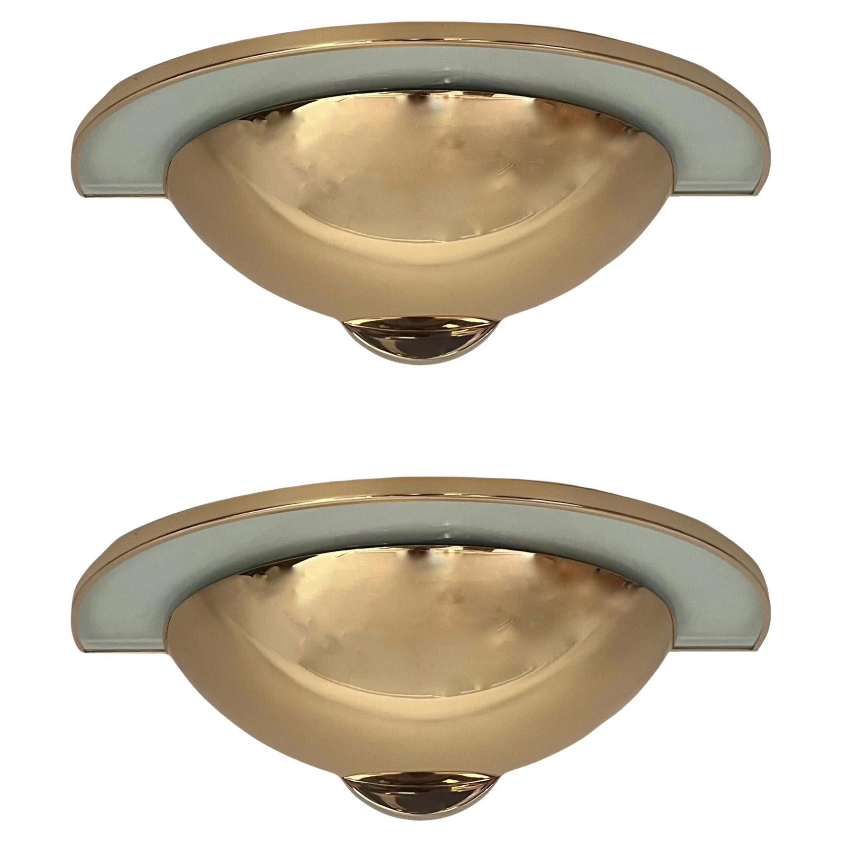 Postmodern Gold Pair of Wall Sconces by Estiluz, Barcelona, 1980s For Sale