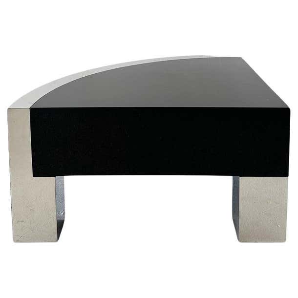postmodern granite and mirrored chrome rounded corner table For Sale at ...