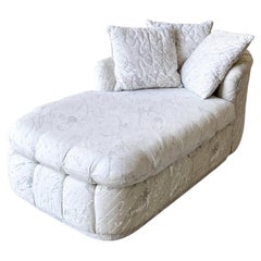 Postmodern Gray and White Channeled Chaise