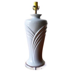 Postmodern Grey Ceramic and Lucite Table Lamp